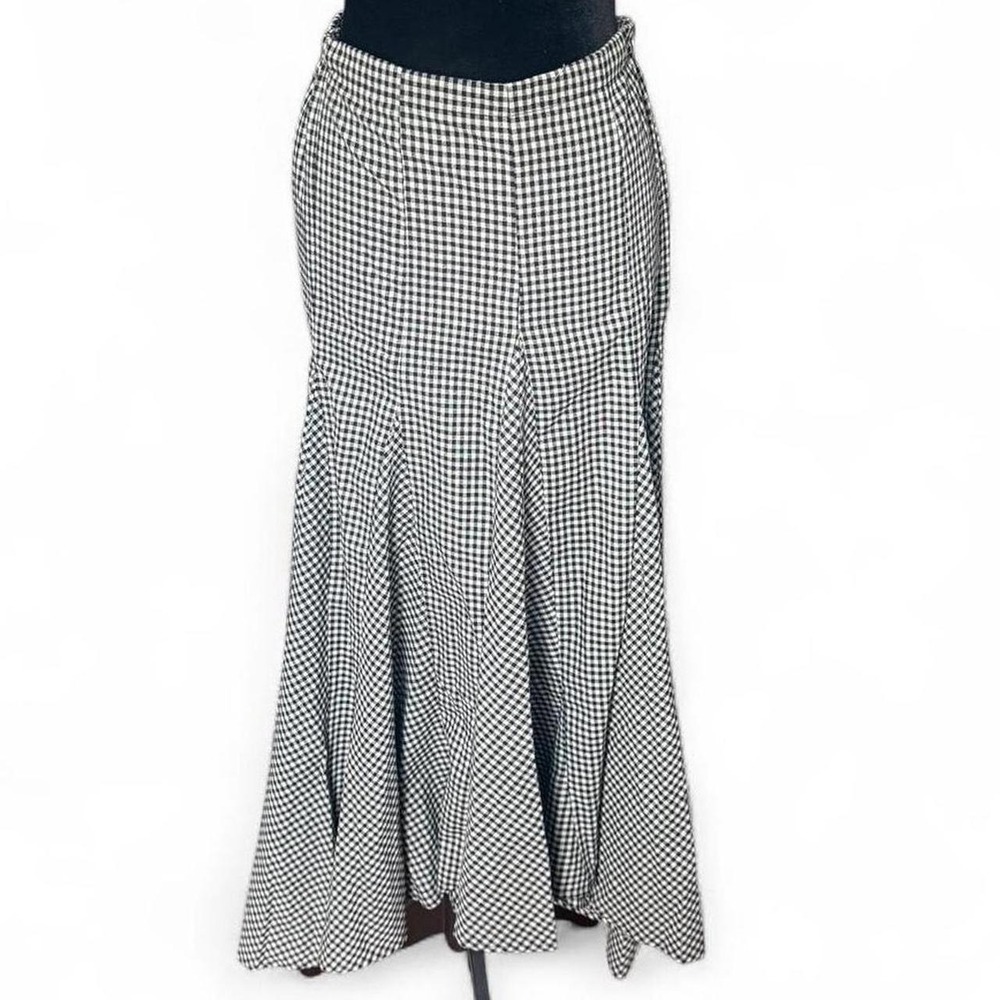 Vici Black White Gingham Maxi Skirt Pockets Asymmetric Hem XS